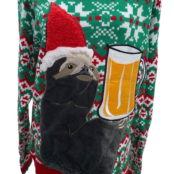 Holiday Christmas Sloth Sweater Large Blizzard Bay - Picture 2 of 5